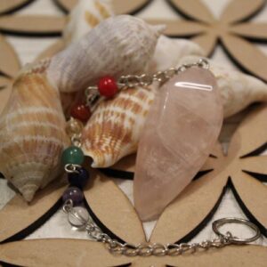 Péndulo lagrima  7 Chakras cuarzo rosado