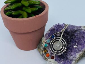 Péndulo Punta de Diamante 7 chakras Cuarzo cristal