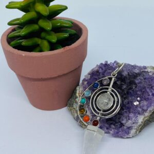 Péndulo Punta de Diamante 7 chakras Cuarzo cristal