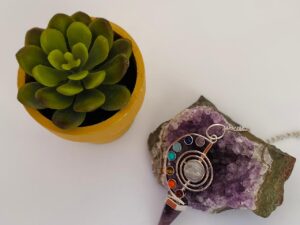 Péndulo Punta de diamante 7 chakras Amatista
